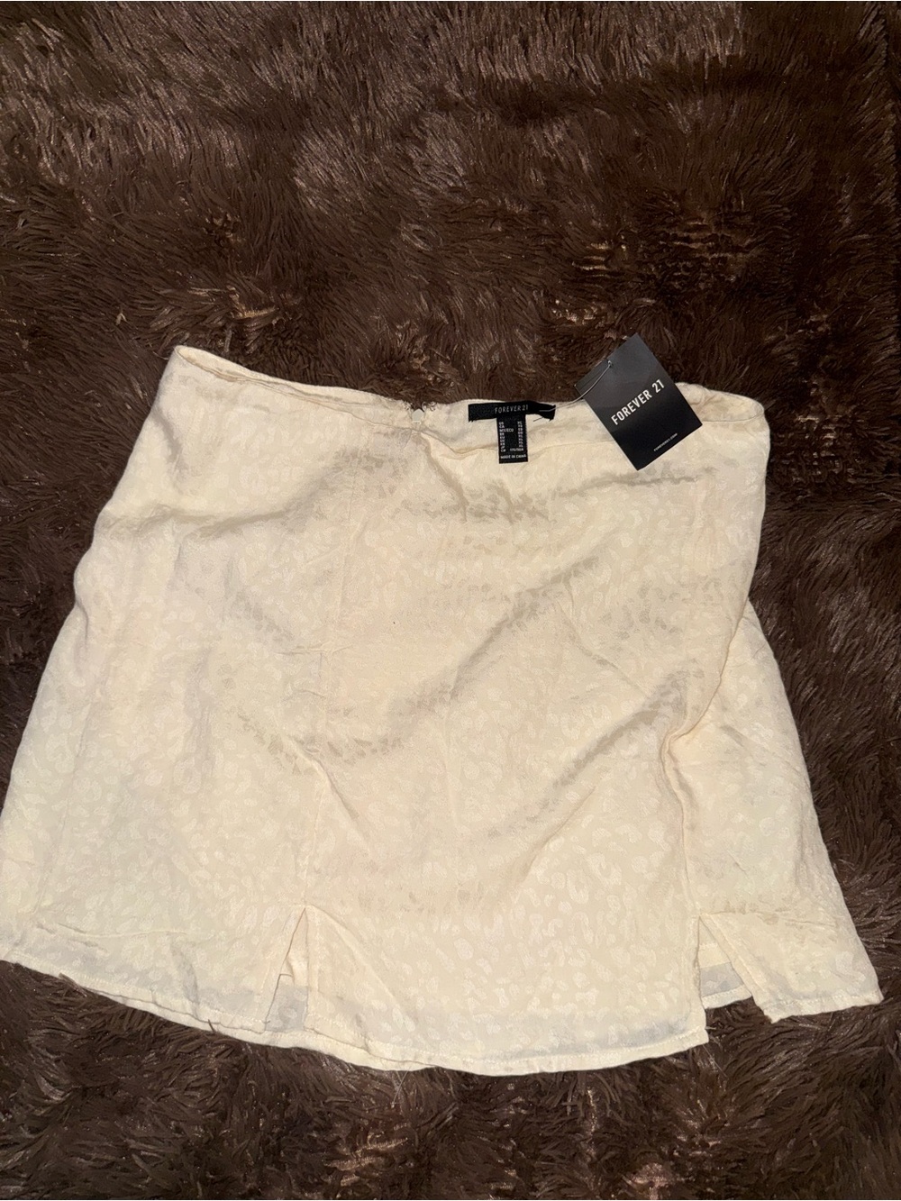 Forever 21 Cream Textured Mini Skirt